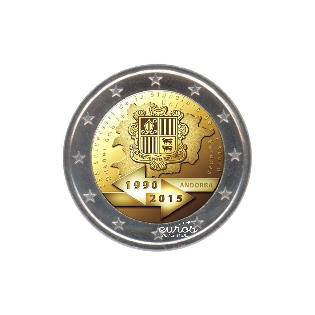 2 euros ANDORRE 2015 - 25ème anniversaire de l'union douanière - Brillant Universel
