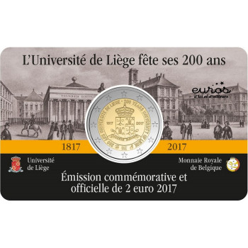 Coincard 2 euros Belgique 2017 - 200 ans de l'Université de Liège - UNC