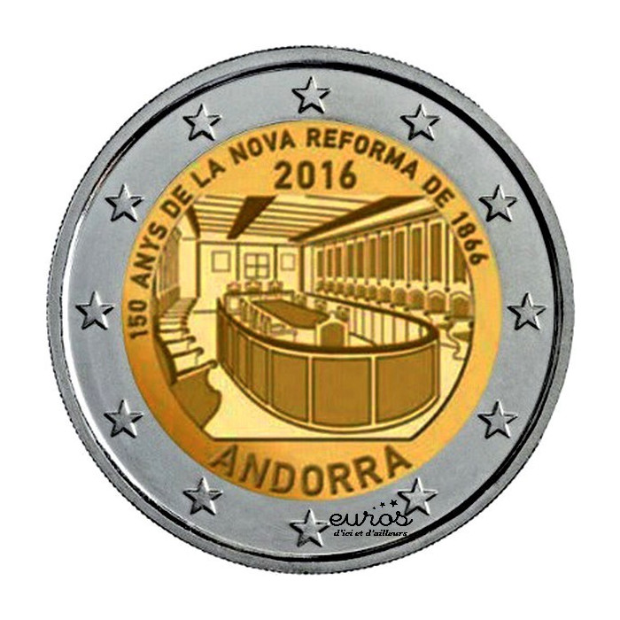 2 euros commémorative ANDORRE 2016 - 150 ans de la nouvelle réforme de 1866 - Brillant Universel
