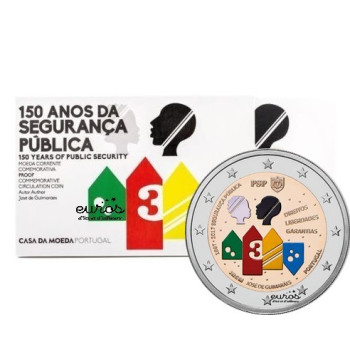 Coincard 2 euros commémoratif colorisé PORTUGAL 2017 - Sécurité Publique - Belle Épreuve