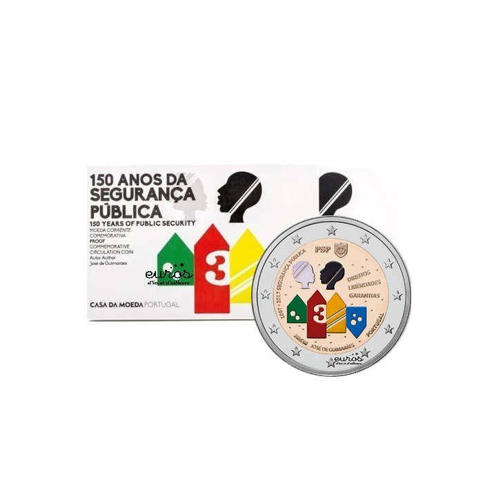 Coincard 2 euros commémoratif colorisé PORTUGAL 2017 - Sécurité Publique - Belle Épreuve