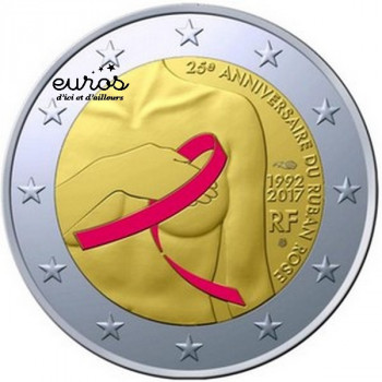 2 euros commémorative colorisée FRANCE 2017 - Lutte Contre le Cancer du Sein - Belle Épreuve