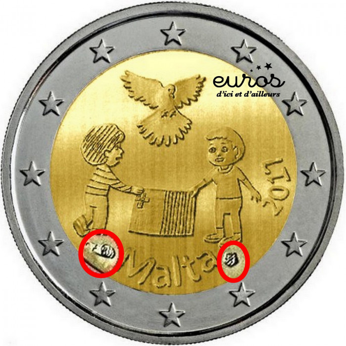 2 euros commémorative MALTE 2017 - La Paix - Poinçon de la Monnaie de Paris