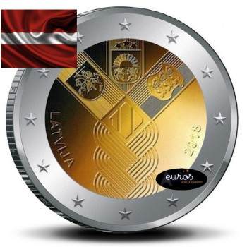 2 euros commémorative commune LETTONIE 2018 - Centenaire de l'Indépendance des Etats Baltes - UNC