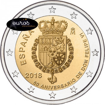 2 euros commémorative ESPAGNE 2018 - 50ème anniversaire du Roi FELIPE VI - UNC