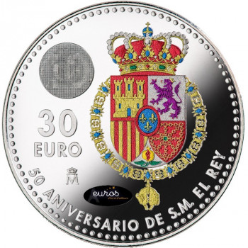 30 euros BU colorisée ESPAGNE 2018 - 50ème anniversaire Roi Felipe VI