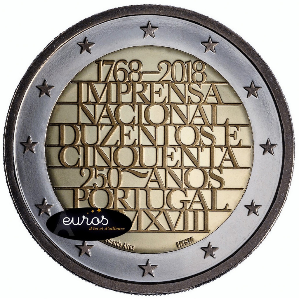 2 euros commémorative PORTUGAL 2018 - 250 ans de l’imprimerie nationale portugaise - UNC