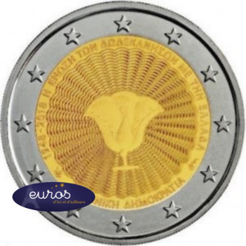 2 euros commémorative GRECE 2018 - Union du Dodécanèse avec la Grèce - UNC