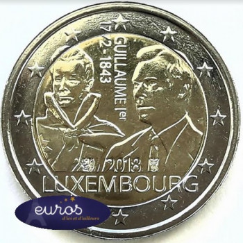 Pièce 2 euros commémorative LUXEMBOURG 2018 - Grand Duc Guillaume Ier - UNC
