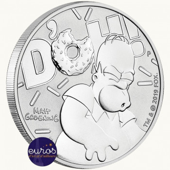 TUVALU 2019 - 1$ TVD - Les Simpsons™, Homer - 1 oz argent 999‰ - Bullion Coin