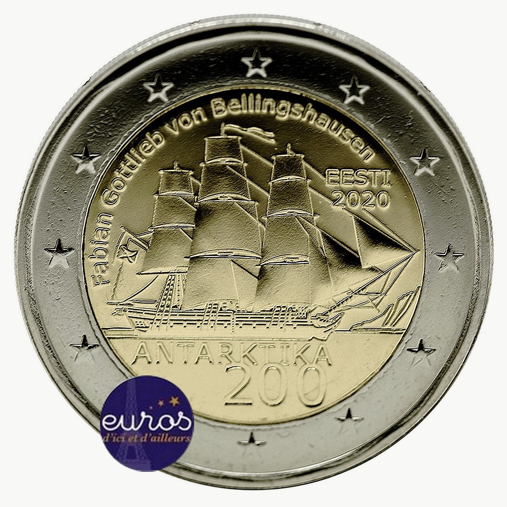 2 euros commémorative ESTONIE 2020 - 200 ans de la Découverte de l'Antarctique - UNC