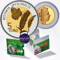 5 euros commémorative LUXEMBOURG 2020 - Bistorte (Bistorta officinalis) - Argent et Or Nordique
