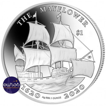 ILES VIERGES BRITANNIQUES 2020 - Le Mayflower - 1 oz argent 999,99‰ - Finition Miroir - Belle Epreuve