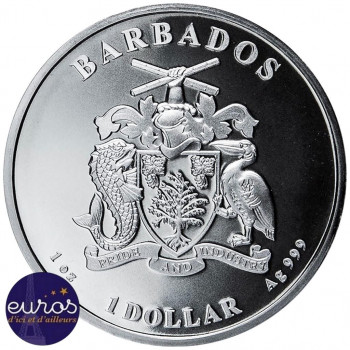 ILE de la BARBADE 2020 - 1$ BBD - Hippocampe des Caraïbes - 1oz argent - Bullion