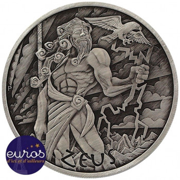 TUVALU 2020 - 1$ TVD - Dieux de l'Olympe : Zeus - 1 oz argent 999‰ - Finition Antique (n°1)