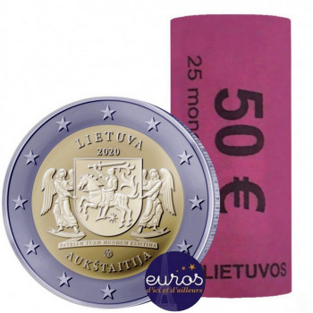 Rouleau 25 x 2 euros commémoratives LITUANIE 2020 - Aukštaitija - Régions Ethnographiques Lituaniennes - UNC