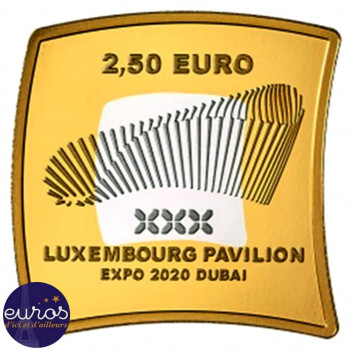 Revers de la pièce 2,5 euros commémorative LUXEMBOURG 2020 Dubaï 2 500 exemplaires