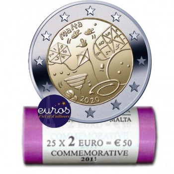 Rouleau 25 x 2 euros commémorative MALTE 2020 - Jeux - UNC