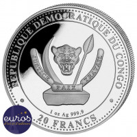 Revers de la pièce CONGO 2020 - Le Plésiosaure - La Vie Préhistorique - 1oz argent (2)