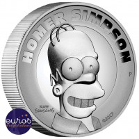 Avers de la pièce TUVALU 2021 - 2$ TVD - Les Simpsons™, Homer - 2 oz argent 999‰ - Haut Relief