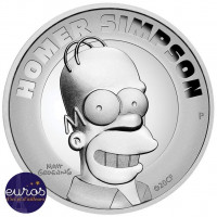 Avers de la pièce TUVALU 2021 - 2$ TVD - Les Simpsons™, Homer - 2 oz argent 999‰ - Haut Relief
