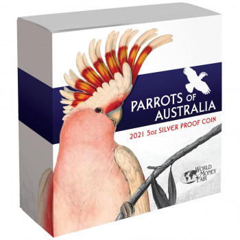 NIUE 2021 - 10$ NZD - Perroquets d'Australie - 5oz argent 999,99‰ - Couleur, Belle Épreuve
