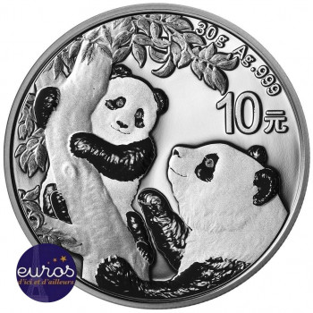 Revers de la pièce CHINE 2021 - 10 yuan - Panda - Argent 30 grammes - Bullion