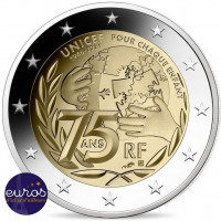 2 euros commémorative FRANCE 2021 - 75 ans de l'UNICEF - UNC + BU + BE