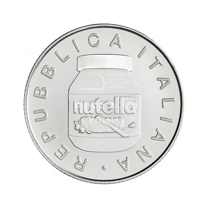 Avers de la pièce de 5 euros ITALIE 2021 - Excellence Italienne : NUTELLA™ Blanc - Argent 925‰