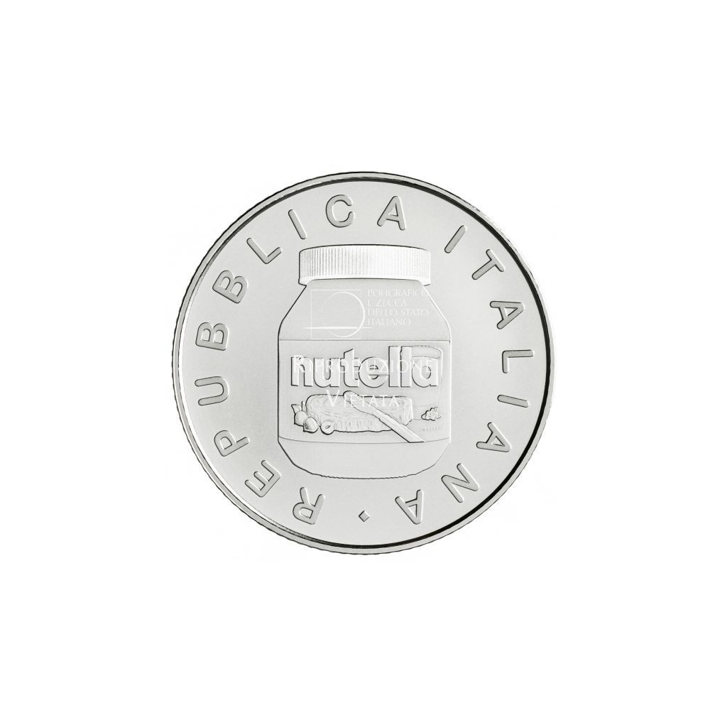 Avers de la pièce de 5 euros ITALIE 2021 - Excellence Italienne : NUTELLA™ Blanc - Argent 925‰