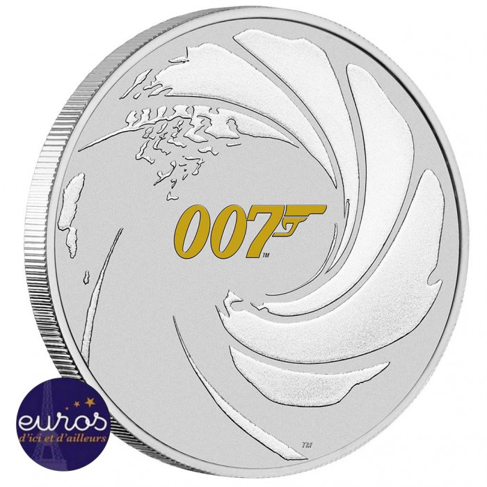 TUVALU 2021 - 1$ TVD - James Bond™ 007 - Logo colorisé - Argent 999‰