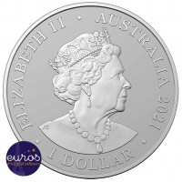 Revers de la pièce AUSTRALIE 2021 - 1$ AUD - Le Dauphin de Fraser - 1oz - Argent 999,99‰ - Bullion Coin