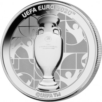 Avers de la pièce GIBRALTAR 2020 représentant le trophée  de la coupe de l'UEFA 2020™