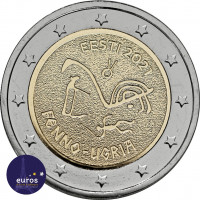 Pièce de 2 euros commémorative ESTONIE 2021 - Peuple Finno-Ugric dans son blister illustré
