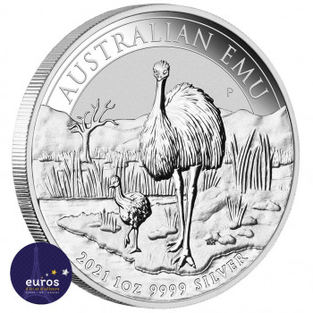 Avers de la pièce AUSTRALIE 2021 - 1$ AUD - L'Emeu - 1oz argent - Bullion