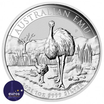 Avers de la pièce AUSTRALIE 2021 - 1$ AUD - L'Emeu - 1oz argent - Bullion