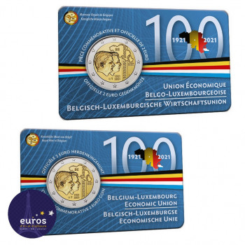 2 x Coincard 2 euros BELGIQUE 2021 - Version Française et Flamande - Union économique belgo-luxembourgeoise (UEBL) - BU
