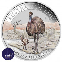 Avers de la pièce AUSTRALIE 2021 - 1$ AUD - Emeu Australien - Salon de l'ANDA - Argent 1oz 999,9 ‰