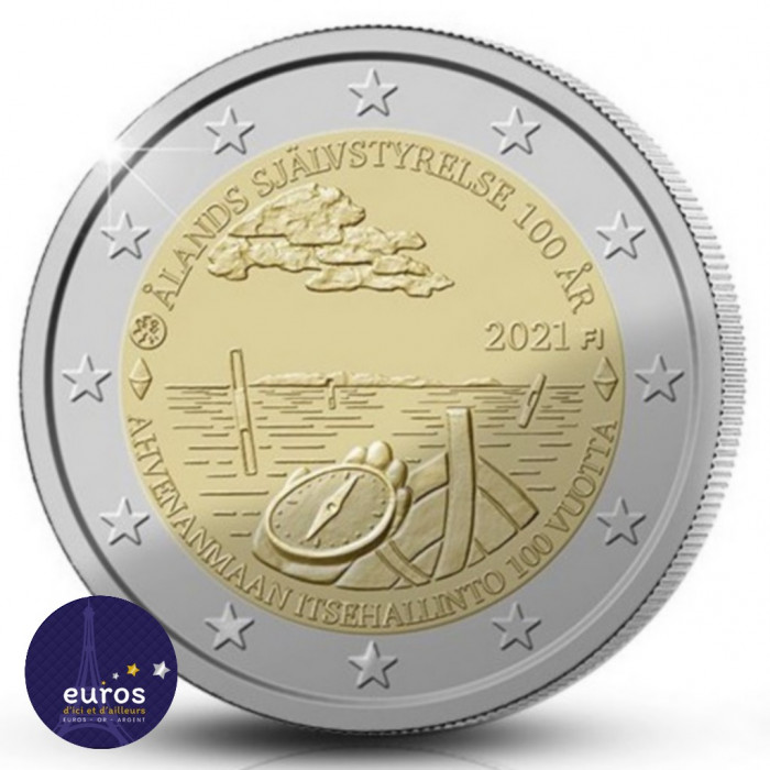 Avers de la pièce de 2 euros commémorative FINLANDE 2021 - 100 ans Loi Autonomie Aland