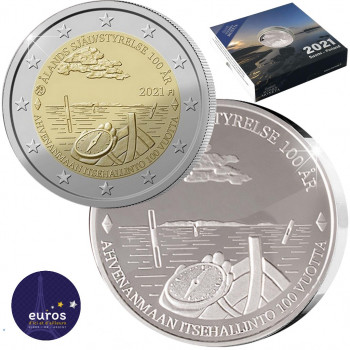 2€ et 20 euros Finlande 2021 - 100 ans de la Loi d'autonomie d'Aland - Argent 925‰ et Maillechort Cupronickel
