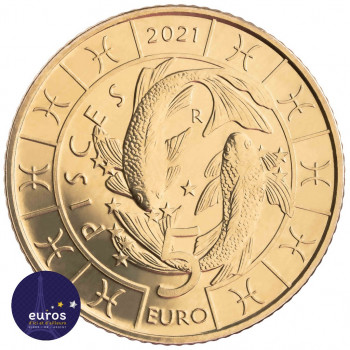 Revers de la pièce de 5 euros commémorative SAINT MARIN 2021 - Horoscope - Poisson