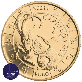 Avers de la pièce de 5 euros commémorative SAINT MARIN 2021 - Horoscope - Capricorne