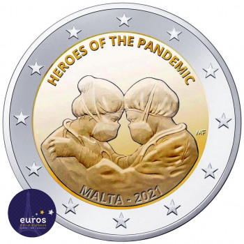 2 euros commémorative MALTE 2021 - Héros de la Pandémie - Coincard BU