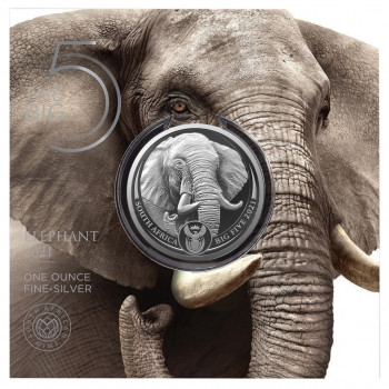 Blister AFRIQUE du SUD 2021 - Big Five II - Elephant - Argent 1oz - Bullion Coin