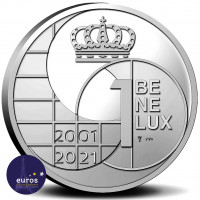Revers de la Médaille du BENELUX 2001 à 2021 - 20 ans d'adieu aux monnaies nationales du Benelux