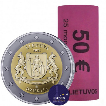 Rouleau 25 x 2 euros commémoratives LITUANIE 2021 - Dzukija - Régions Ethnographiques Lituaniennes - UNC