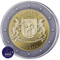 Avers de la pièce de 2 euros commémorative LITUANIE 2021 - Dzukija - Régions Ethnographiques Lituaniennes - UNC