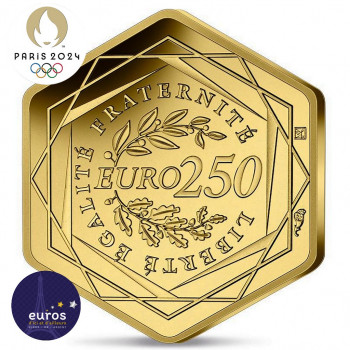 Avers de la pièce de 250 euros hexagonale FRANCE 2021 - Jeux Olympiques Paris 2024™ - Or pur 999‰