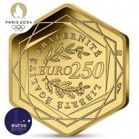 Revers de la pièce de 250 euros hexagonale FRANCE 2021 - Jeux Olympiques Paris 2024™ - Or pur 999‰