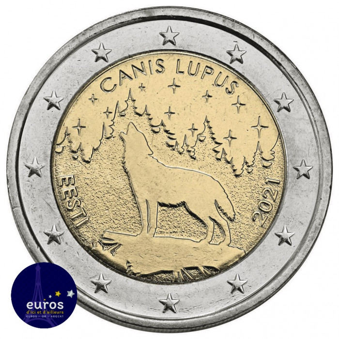 Avers de la pièce de 2 euros commémorative ESTONIE 2021 - Le Loup, Animal National - UNC